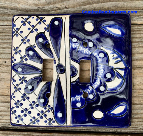 Talavera Pottery Double Toggle Switch Plate TTSPDB012