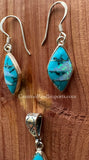 Sterling Silver Set Turquoise and Opal Inlay Pendant and Earrings STSPE001