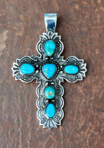 Sterling Silver Turquoise Cross Pendant SSPC2001