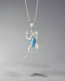 Sterling Silver Denim Lapis Inlay Frog Pendant STSP0048