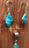 Sterling Silver Set Turquoise and Opal Inlay Pendant and Earrings STSPE001