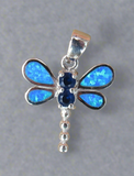 Sterling Silver Blue Topaz and Opal Dragonfly Pendant STSP0032