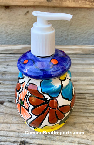 Mexican Talavera Lotion or Soap Dispenser TD027