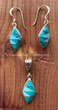 Sterling Silver Set Turquoise and Opal Inlay Pendant and Earrings STSPE001