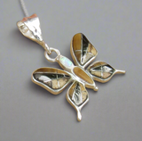 Sterling Silver Onyx and Opal Butterfly Pendant STSP0030