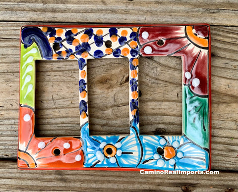 Talavera Pottery Triple Rocker Switch Plate T3RSP011