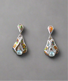 Sterling Silver Topaz and Opal Inlay Post Earrings STER029