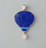 Sterling Silver Lapis Lazuli and Opal Inlay Hot Air Balloon Pendant STSP0052