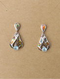 Sterling Silver Topaz and Opal Inlay Post Earrings STER029