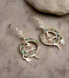Sterling Silver Onyx and Opal Inlay Lizard Earrings STER032