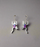 Sterling Silver Sugilite and Opal Inlay Frog Earrings STER043
