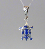 Sterling Silver Lapis Lazuli Inlay Turtle Pendant STSP0047