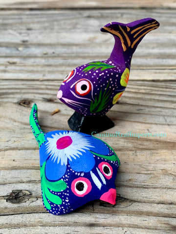 Set of 2 Mexican Alebrije Fish and Sting Ray ST2ABJ007