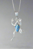 Sterling Silver Denim Lapis Inlay Frog Pendant STSP0048