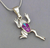 Sterling Silver Sugilite and Opal Inlay Frog Pendant STSP0050