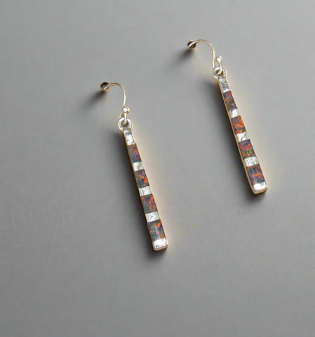 Sterling Silver Opal Inlay Earrings STER045
