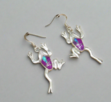 Sterling Silver Sugilite and Opal Inlay Frog Earrings STER043