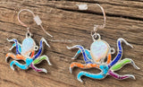 Octopus Earrings Sterling Multi Stone Inlay TSC025