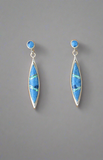 Sterling Silver Denim Lapis and Opal Inlay Post Earrings STER038