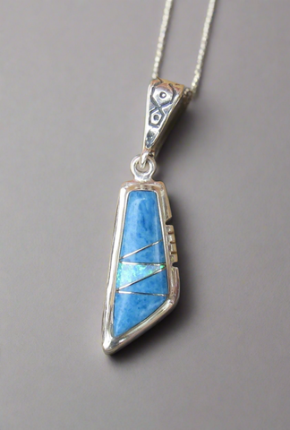Sterling Silver Denim lapis and Opal Pendant STSP0037