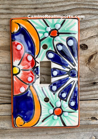 Mexican Talavera Pottery Single Toggle Switch Plate TTSP003