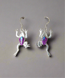 Sterling Silver Sugilite and Opal Inlay Frog Earrings STER043