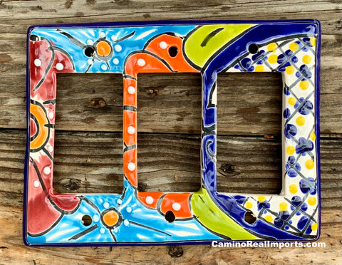 Talavera Pottery Triple Rocker Switch Plate T3RSP018