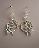 Sterling Silver Onyx and Opal Inlay Lizard Earrings STER032