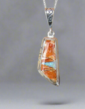 Sterling Silver Spiny Oyster and Opal Pendant STSP0040
