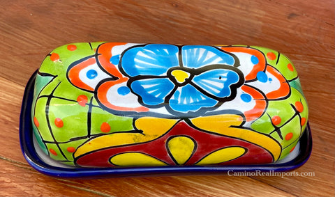 Talavera Pottery Butter Dish Hand Painted Sm Tbds003