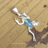 Sterling Silver Denim Lapis Inlay Frog Pendant STSP0048