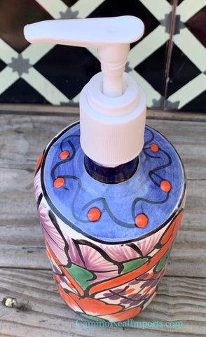 Mexican Talavera Lotion or Soap Dispenser TD011