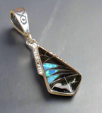 Sterling Silver Black Onyx and Opal Pendant STSP0029