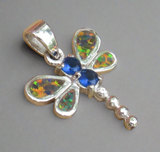 Sterling Silver Blue Topaz and Opal Dragonfly Pendant STSP0031
