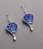 Sterling Silver Lapis Lazuli and Opal Inlay Balloon Earrings STER044
