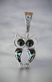 Sterling Silver Black Onyx and Opal Owl Pendant STSP0033