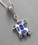 Sterling Silver Lapis Lazuli Inlay Turtle Pendant STSP0047