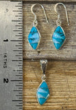 Sterling Silver Set Turquoise and Opal Inlay Pendant and Earrings STSPE001