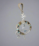 Sterling Silver Onyx and Opal Inlay Lizard Pendant STSP0045
