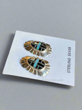 Sterling Silver Black Onyx and Opal Inlay Earrings STER031