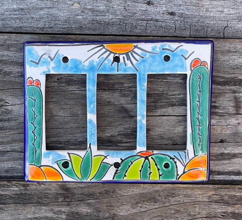 Talavera Pottery Triple Rocker Switch Plate T3RSP024