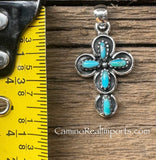 Turquoise Silver Cross Pendant TSC007