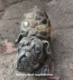 Concrete Cement Bulldog With River Rocks Garden Decor