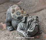 Concrete Cement Bulldog With River Rocks Garden Decor