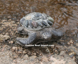Concrete Cement Small Sea Turtle With River Rocks Garden Decor