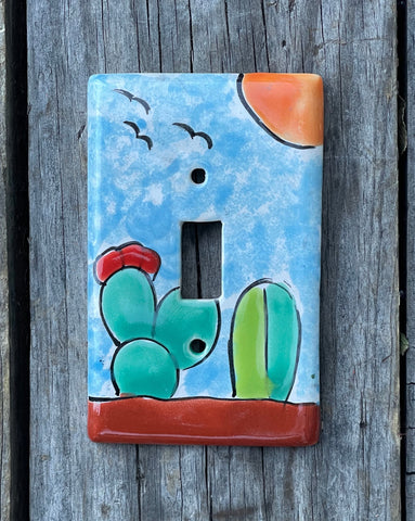 Mexican Talavera Pottery Single Toggle Switch Plate TTSP009