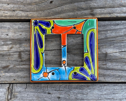 Talavera Pottery Double Rocker Switch Plate TDRSP030