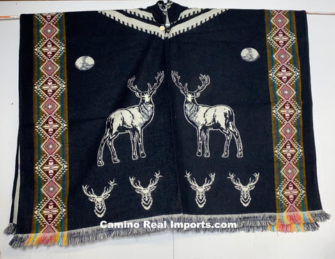 Wool Hoodie Poncho - ONE SIZE FITS ALL Serape Gaban GAE014