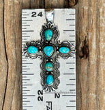 Sterling Silver Turquoise Cross Pendant SSPC2001