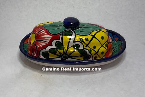 Talavera Pottery Butter Dish Hand Painted TBDMD022